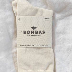 Bombas Women's Lightweight Cream Crew Socks - Medium - NWT